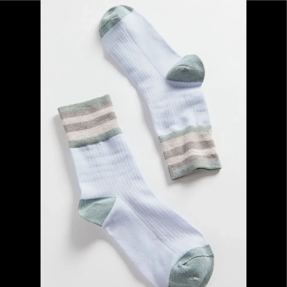 NEW (3) Urban Outfitters Metallic Striped Crew Socks Set of 3